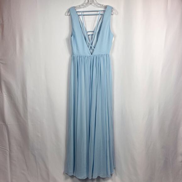 Fame and Partners Summer Angel Dress Size 10 Ice Blue Plunge‎ Slit Leg Gown Glam - Picture 7 of 12